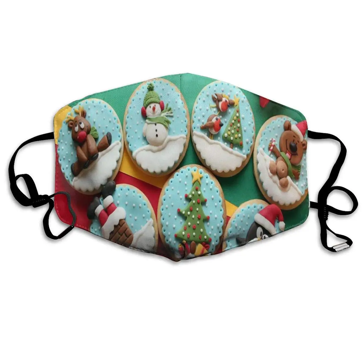 

Dustproof Washable Reusable Decorated Christmas Cookies Mouth Cover Mask Protective Warm Windproof Mask