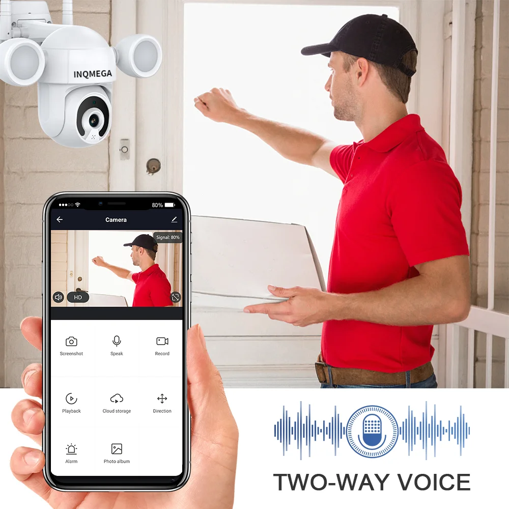 Камера видеонаблюдения INQMEGA 5MP Smart Home с Wi-Fi и прожектором | Безопасность защита