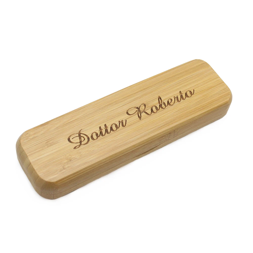 4 sets Personalized Engraved Bamboo Ballpoint Pen Case Pens Custom Wedding Gift Favors Father's Day Back To School | Дом и сад