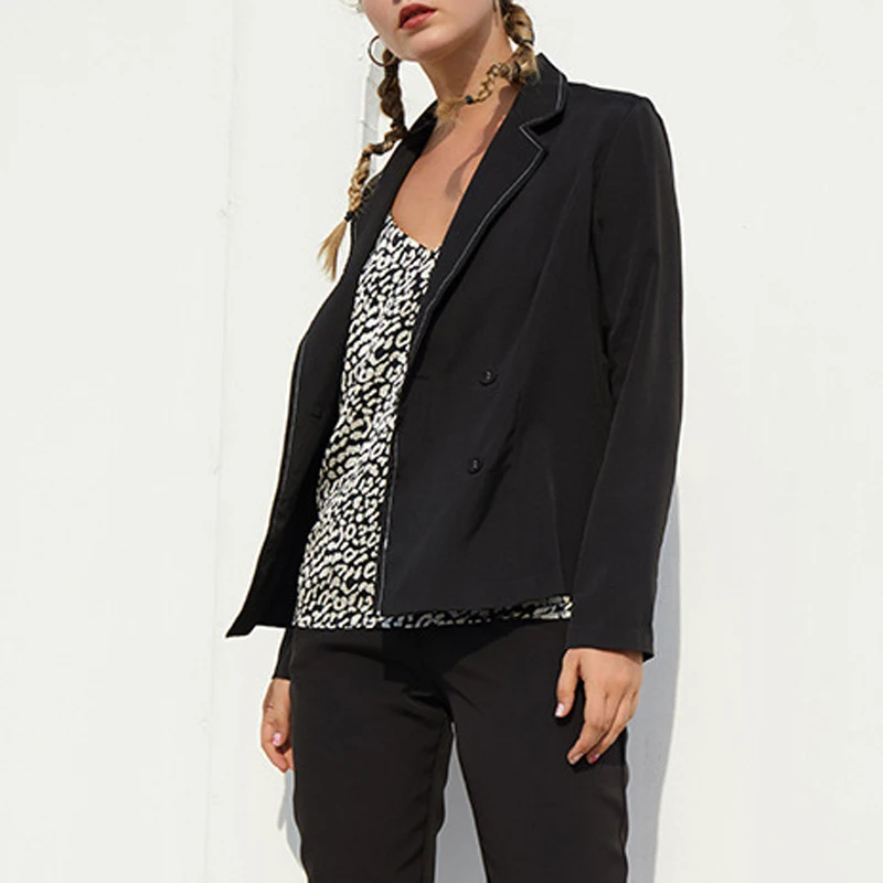 

Women's Autumn Coat Female Blazer Fashion Office Wear Vintage Long Sleeve Black Chic Tops