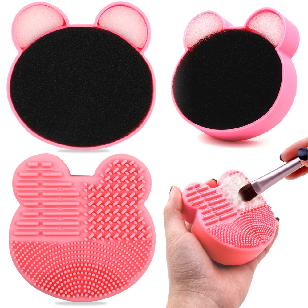 Кисть для макияжа коврик очистки Медведь Сердце щетка чистки мат тональный крем