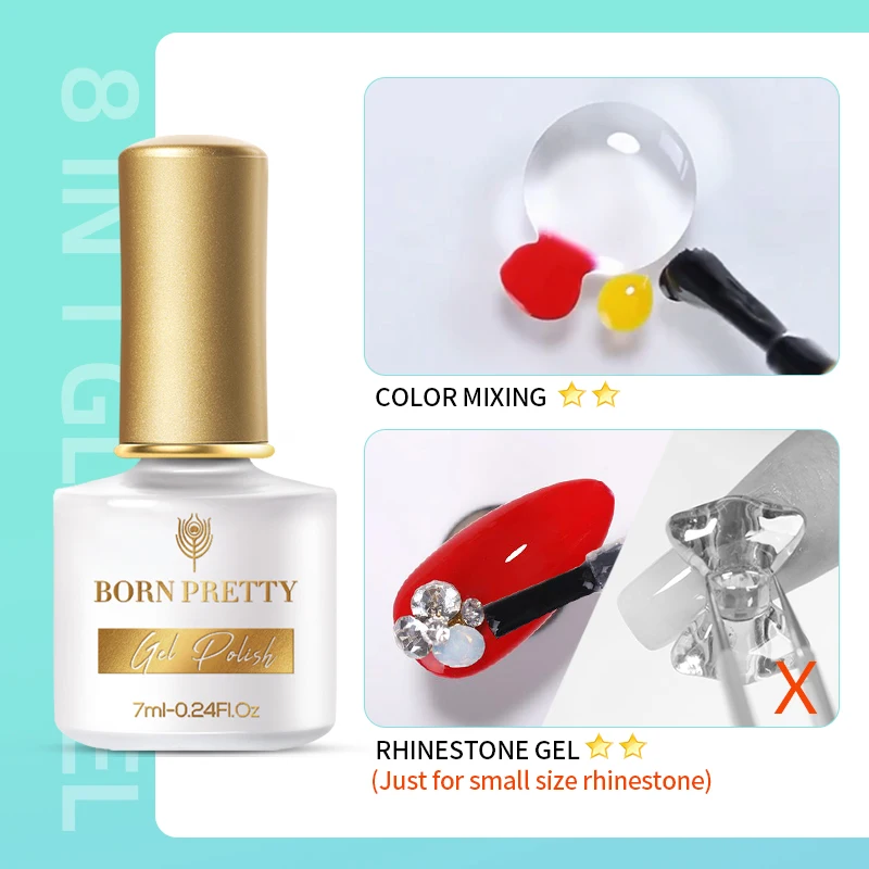 BORN PRETTY 8-in-1 Nail Glue Gel Polish For Falses Tips Soak Off UV Nail Art Varnish Function Gel Extension Stick Gel Tool images - 6