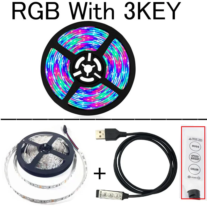 Гибкая светодиодная лента 50 см 1 м 2 3 4 5 USB в постоянного тока SMD 2835 | Лампы и