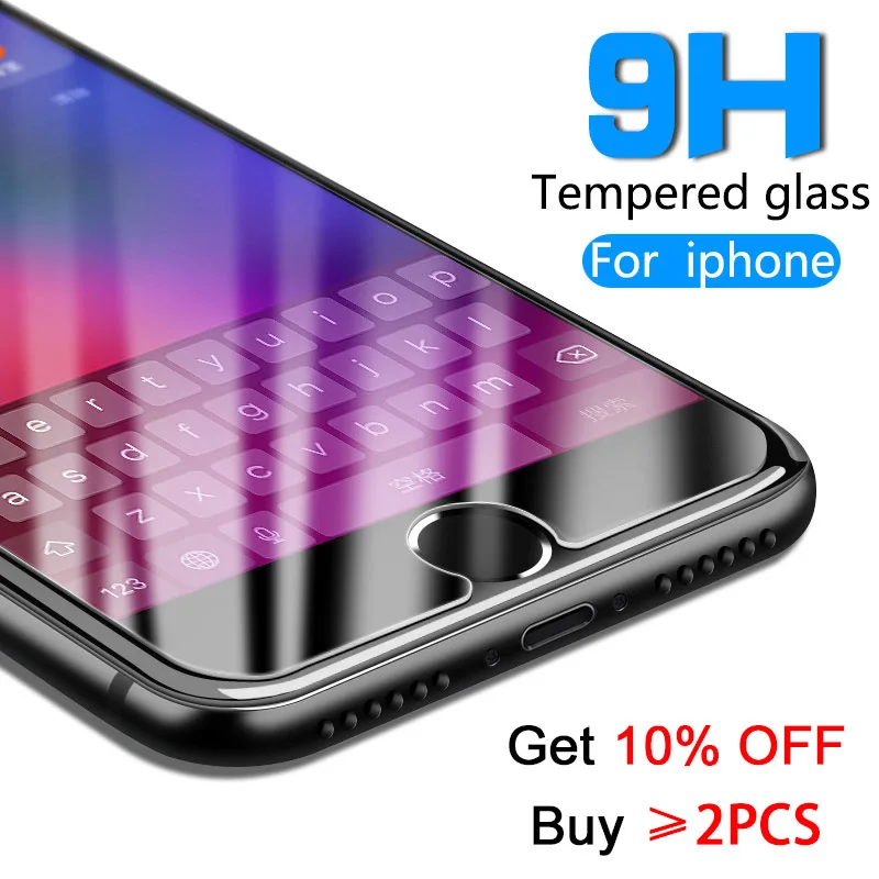 Закаленное стекло для iphone 7 plus 4 4S 5 5S se 6 6s плюс 8 x screen Protector защитное на айфон