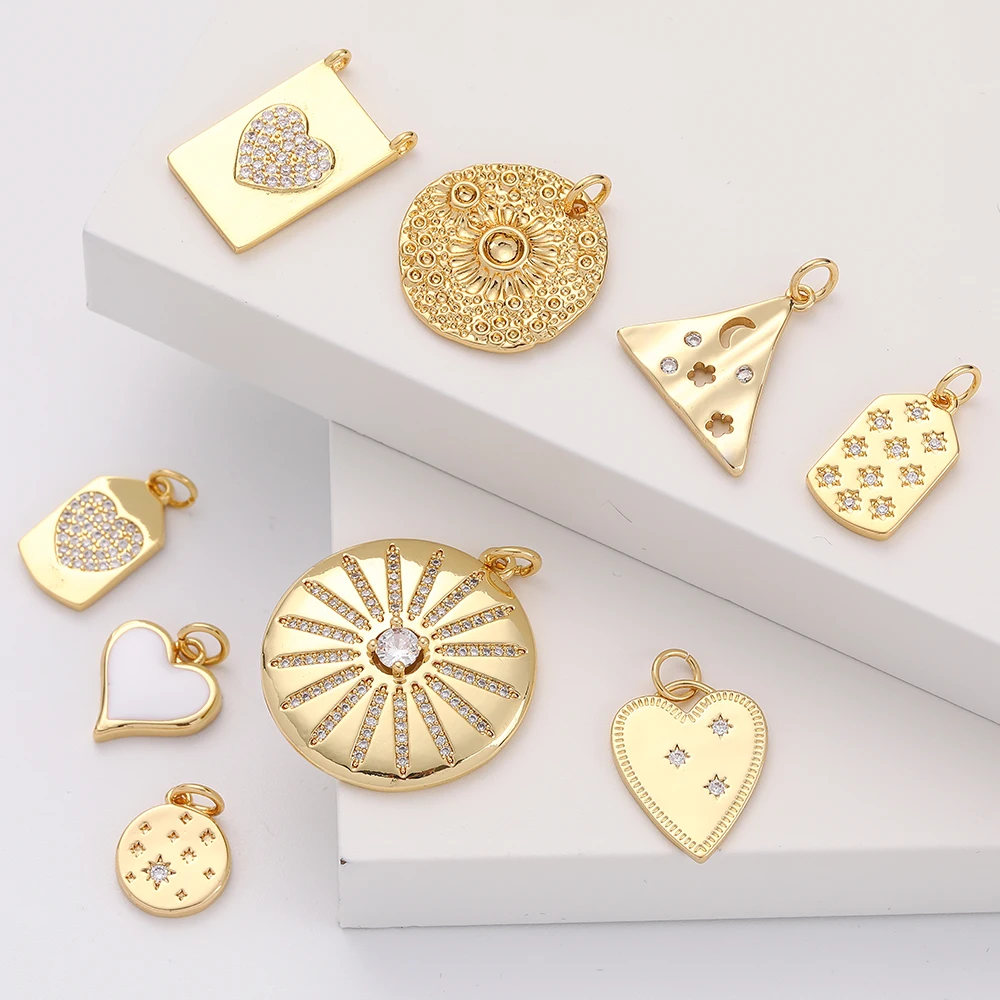 

Geometric Jewelry Charms for Jewelry Making Moon Star Heart Designer Pendant Charms Diy Earrings Necklace Bracelet Gold charms