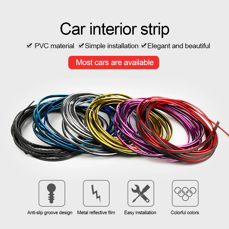 

Car Styling 5M/pcs Universal Flexible Car Interior Decoration Moulding Trim Strips Car Central Control and Door Decoration Strip