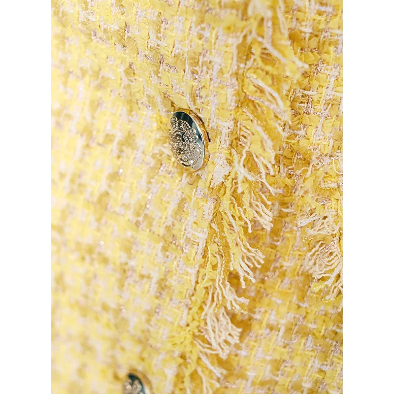 

HARLEYFASHION Fall Winter Unique Design Temperament Women's Sleeveless Casual Tweed Medium Length Vest Dress