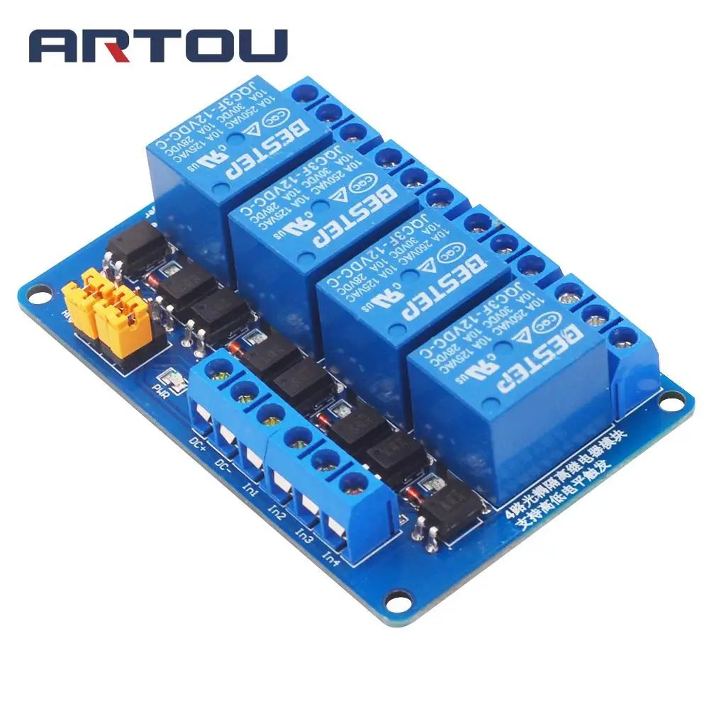 1 шт. 4 Канальный Релейный Модуль 12 В триггер высокого и низкого уровня двойной