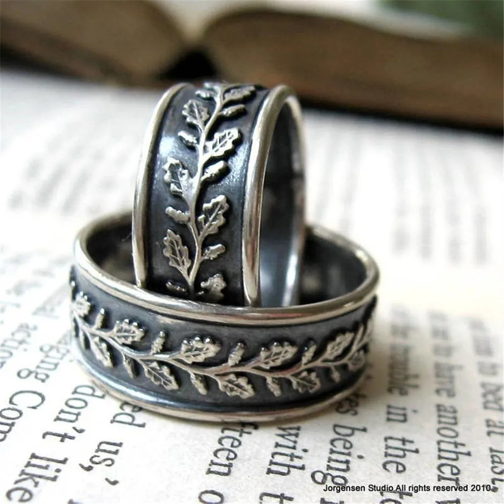 

New Womens Fashion Classic Retro Willow Leaf Pattern Rings, Anniversary Gift, Work, Sports, Casual Wear Jewelry