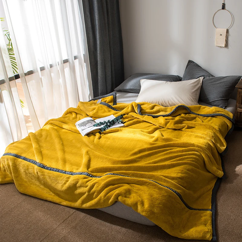 

Фланелевые зимние одеяла, однотонные теплые большие осенние скандинавские удобные пушистые взрослые одеяла, роскошные одеяла, товары для д...
