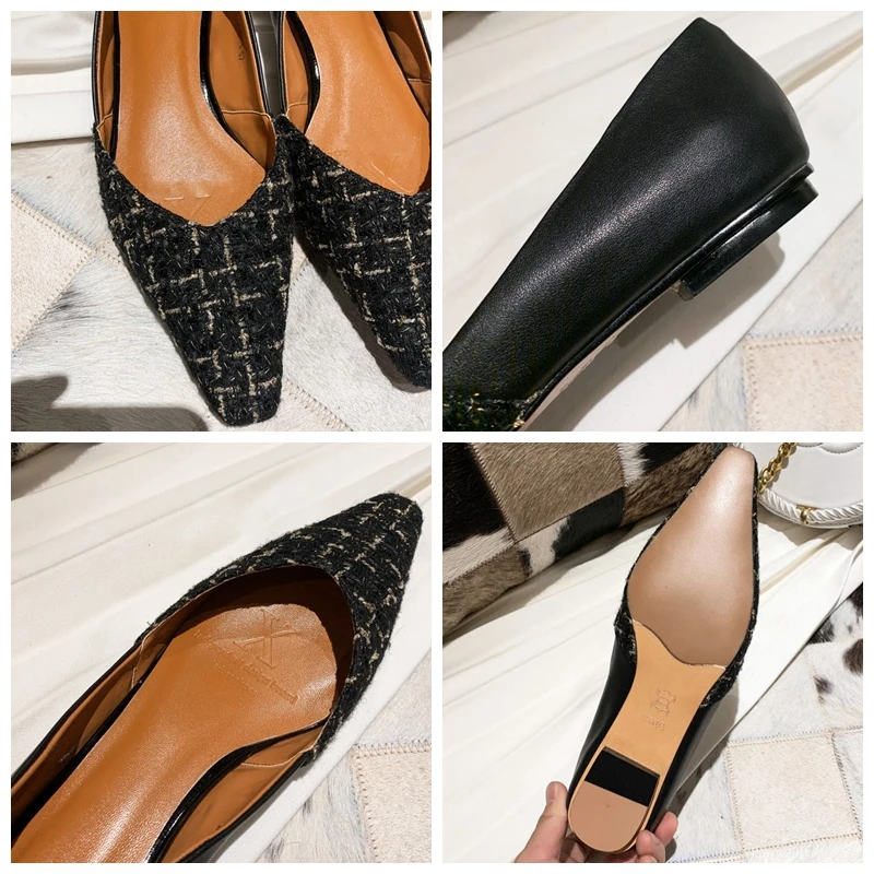 

SIMLOVEYO Woman Spring Autumn Novelty Flat shoes square Toe low square Genuine Leather Slip on Big size 33-40 Elegant Date B1935