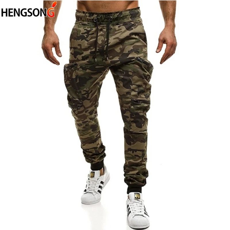 

2020 NEW Men Cargo Pants Safari Style Male Fitness Pants Sportswear Pocket Drawstring Casual Pants Camougflage Printed Trousers
