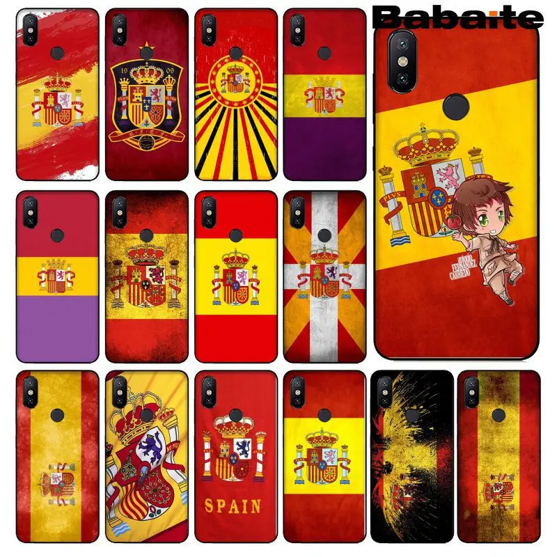 Черный силиконовый чехол Babaite из ТПУ с испанским флагом для телефона Xiaomi Mi 6 8 SE Note 3