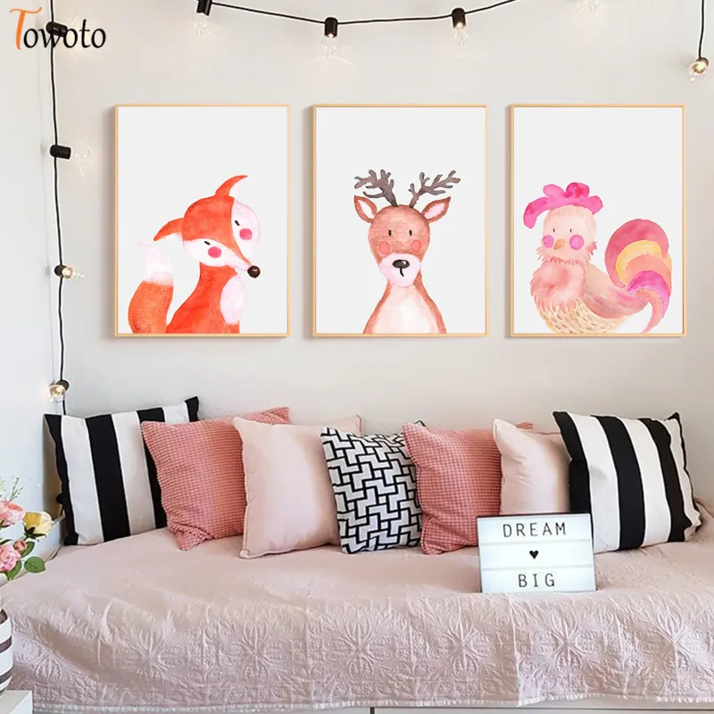 Акварель животных холст для живописи с оленем малышей принтом &quotовечки&quot