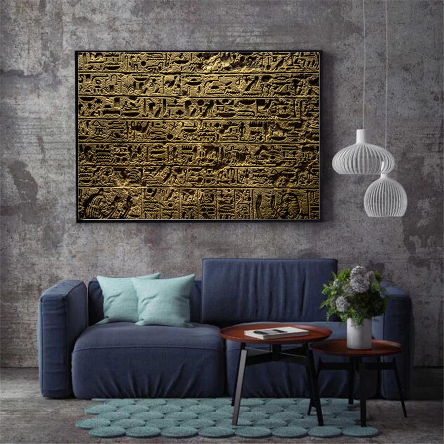 Египетские Иероглифы в храме холст плакаты принты древняя Египетская фреска