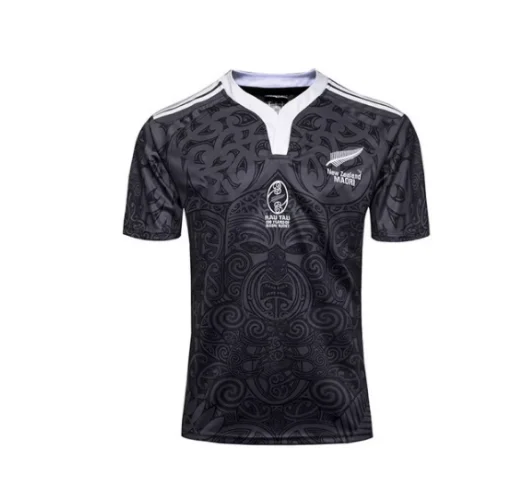 

New Zealand 100th Anniversary Rugby Shirt with Ribbed Neck High Density Print 2021 2022