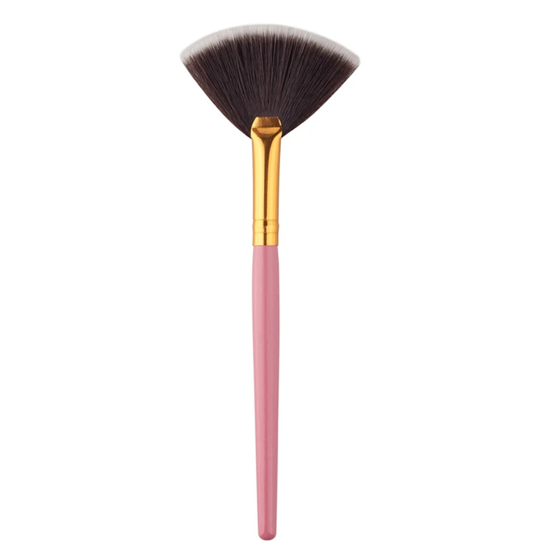 gold and pink Веерная форма пудра Кисть для корректора, растушевки Профессиональный хайлайтер косметическое средство основа для макияжа Кисти инструменты - Handle Color: gold and pink