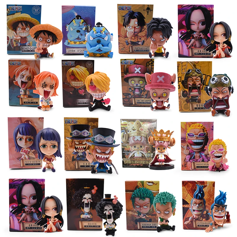 

One Piece Figure Anime Q Ver. Childhood Luffy Zoro Nami Sanji Robin Hancock Chopper Ace PVC Action Model Christmas Gifts Toys