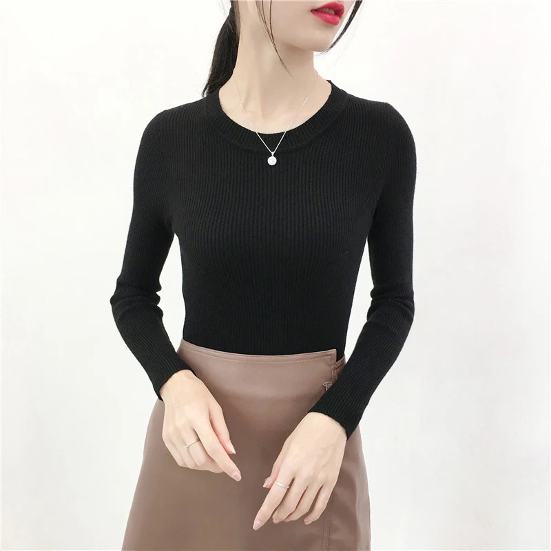 Свитер женский хлопковый с круглым вырезом Осень-зима 2021 | Женская одежда