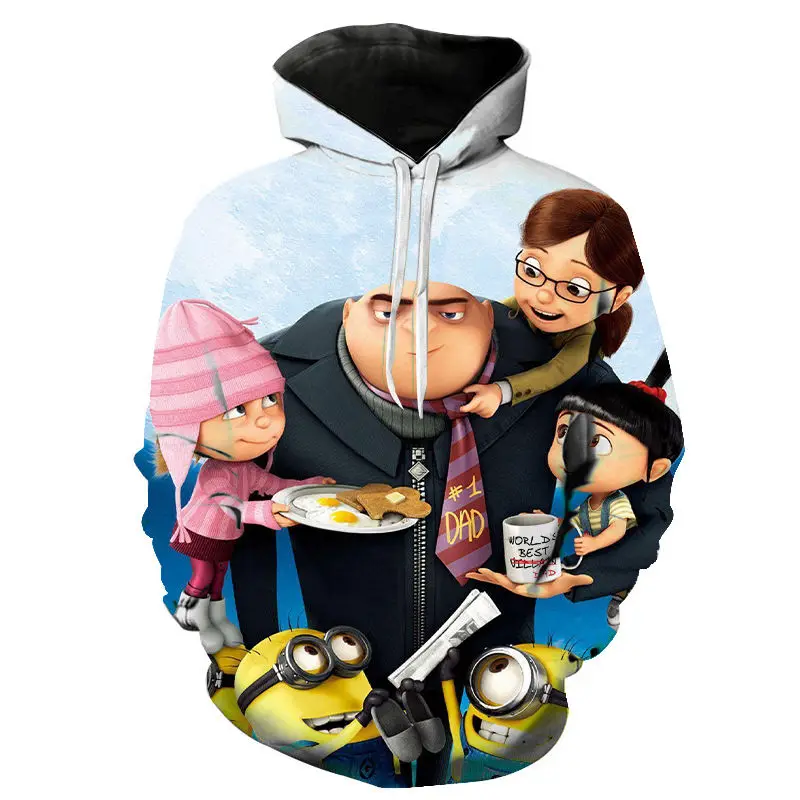 Толстовки с 3D принтом из мультфильма Гадкий я: Миньоны Мужская женская Детская