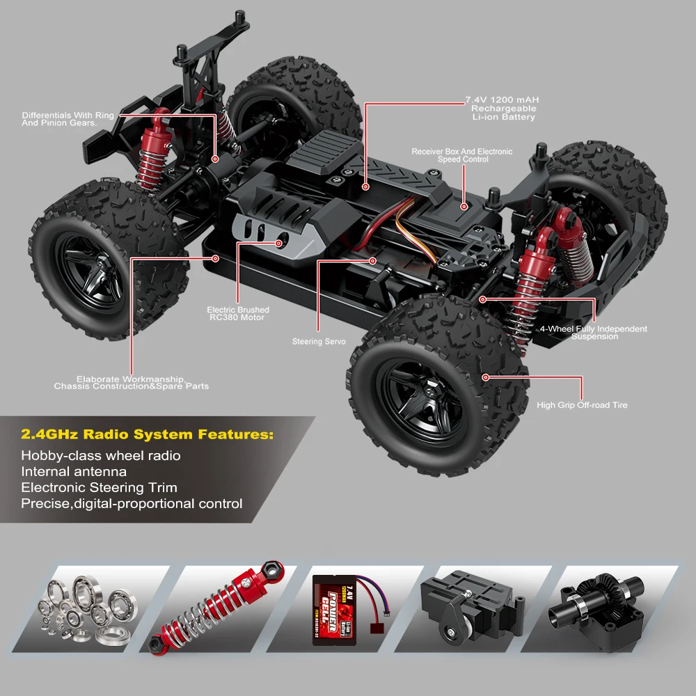 HS 18301/18302 1/18 2.4G 4WD 40 + MPH High Speed Remote Control Big Foot RC Racing Car OFF-Road Vehicle Toys Christmas gift enlarge