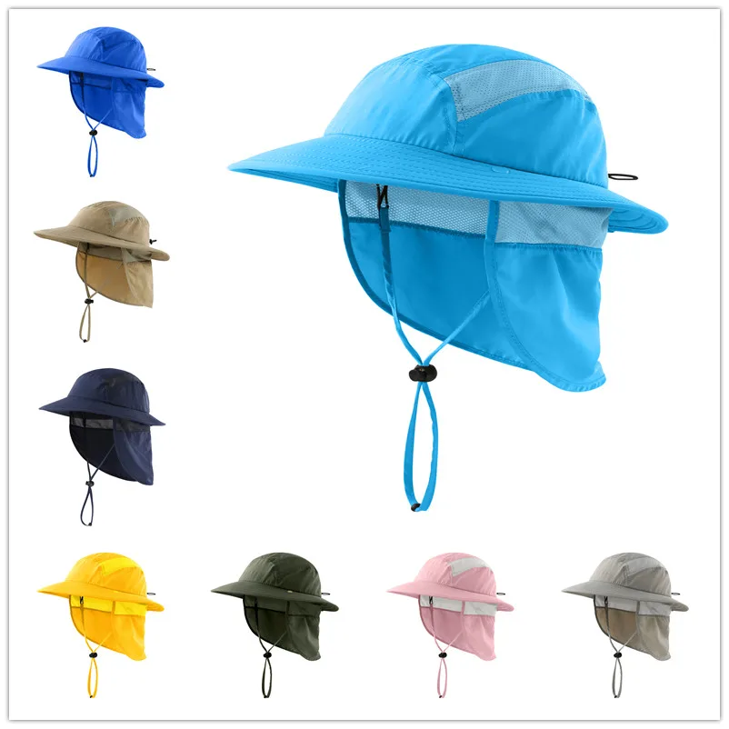 Connectyle Toddler Boys Girls Summer Sun Hat UPF50+ Bucket Hats with Detachable Neck Flap Summer Beach Hat Kids Safari Play Hats