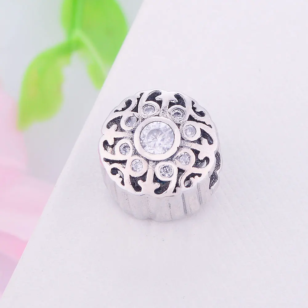 Шарм бусина из серебра 925 пробы с фианитом|charm beads|fashion beadsbeads fashion |