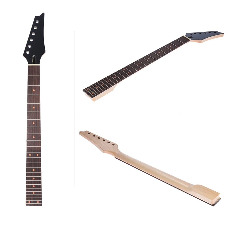 

SEWS-24 Frets New Replacement Maple Neck Rosewood Fretboard Fingerboard for Electric Guitar Black