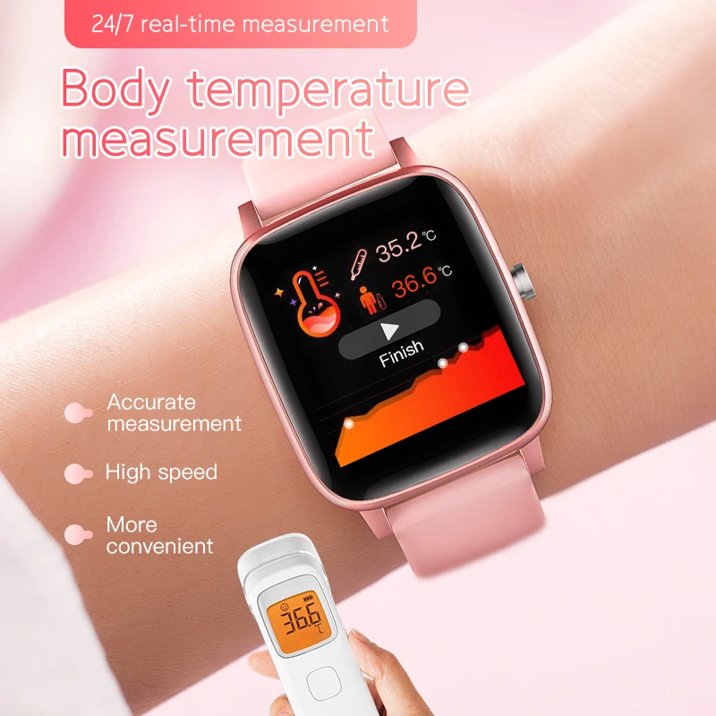 

Smart Watch Men Body Temperature Heart Rate Smartwatch Call Reminder Women Sport Tracker Pedometer Watches Supports Phone Skemi