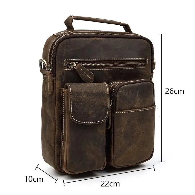 

YourSeason Men Outdoor Leisure Shoulder Crossbody Bags Male Retro Solid Genuine Crazy Horse Leather Handbags 2021