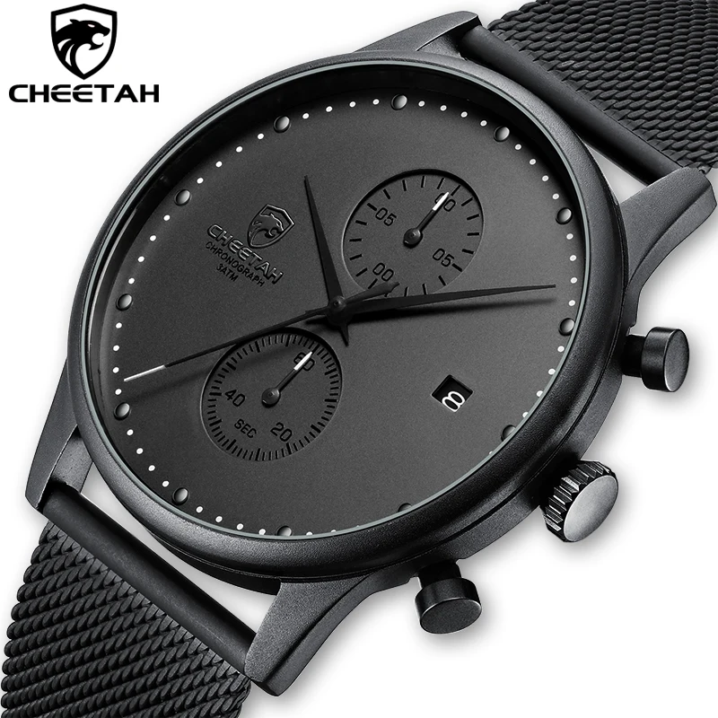 

Мужские водонепроницаемые кварцевые часы с хронографом, из нержавеющей стали