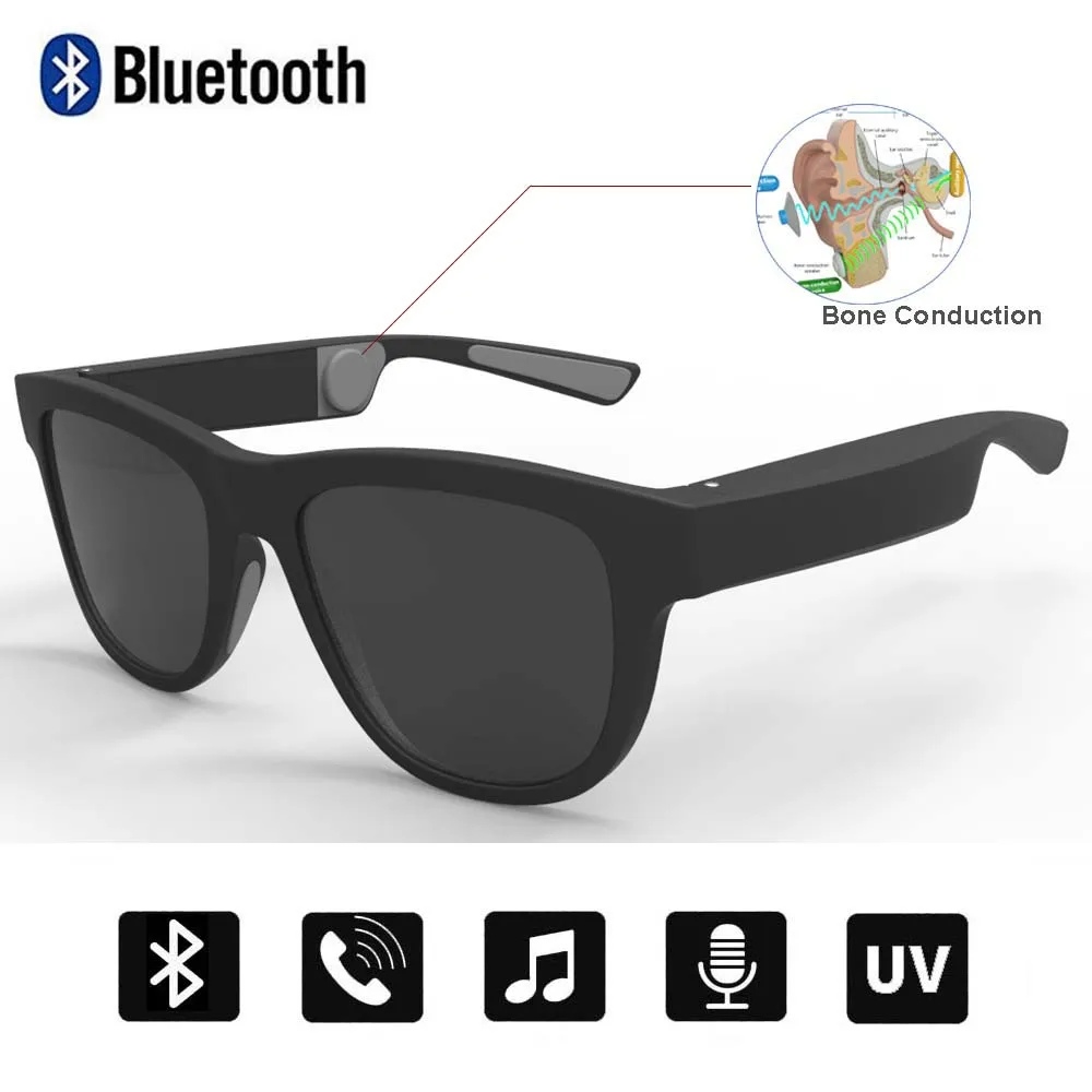 Black Gray Conway, беспроводные Bluetooth солнцезащитные очки, костная проводимость, смарт-аудио, солнцезащитные очки, открытые уши, музыка, голосовой вызов, поляризованные очки для вождения - Цвет линз: Black Gray