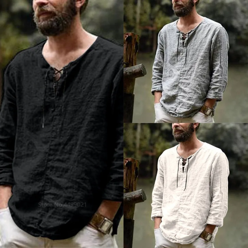 

Medieval Cosplay Costumes For Adult Man Polyester Long Sleeve Solid Lace Top Halloween Carnival Middle Ages Vintage Clothing