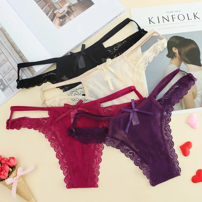 Кружевные ультратонкие сетчатые прозрачные сексуальные стринги с низкой талией