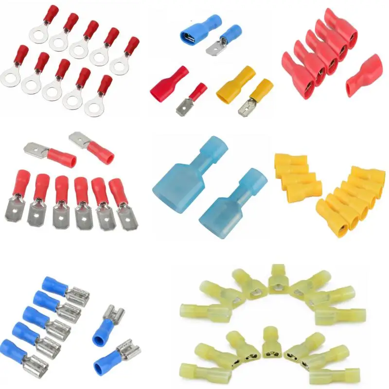 40-300 PCS Insulated Cable Connector Electrical Wire Crimp Spade Butt Ring Fork Set Ring Lugs Rolled Terminals Assorted Kit