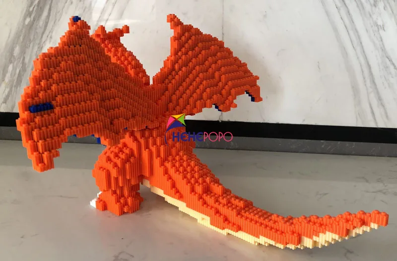 26cm Tall 8665 Middle Bricks Block Toy Charizard Dragon Pocket Monster Animal 3D Model DIY Blocks Building for Children | Игрушки и