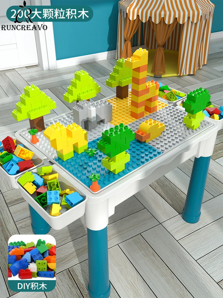 Multi-function Building Blocks Boys and Girls Intelligence Toys Assembles Kids Table Chair Set Desk Child | Мебель