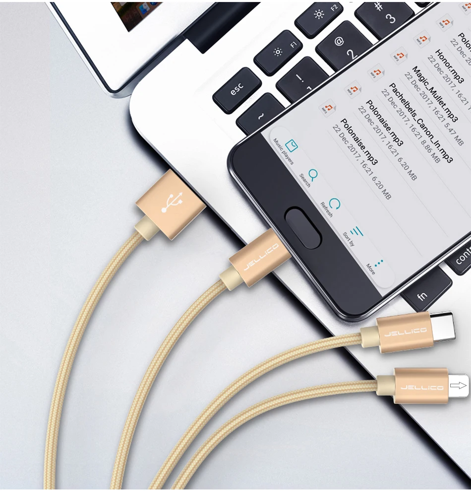 Jellico 3в1 USB кабель для iPhone X 8 7 6 кабель Micro usb type C кабель для samsung S9 S8 кабель быстрой зарядки 3A шнур зарядного устройства