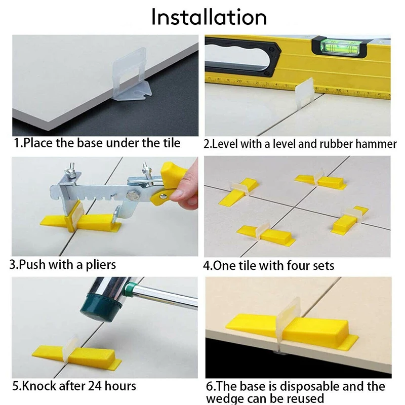 

400Pcs Tile Leveling System Tiles Leveler Spacers Tile and Stone Installation Leveling Spacer Clips Reusable Wedges