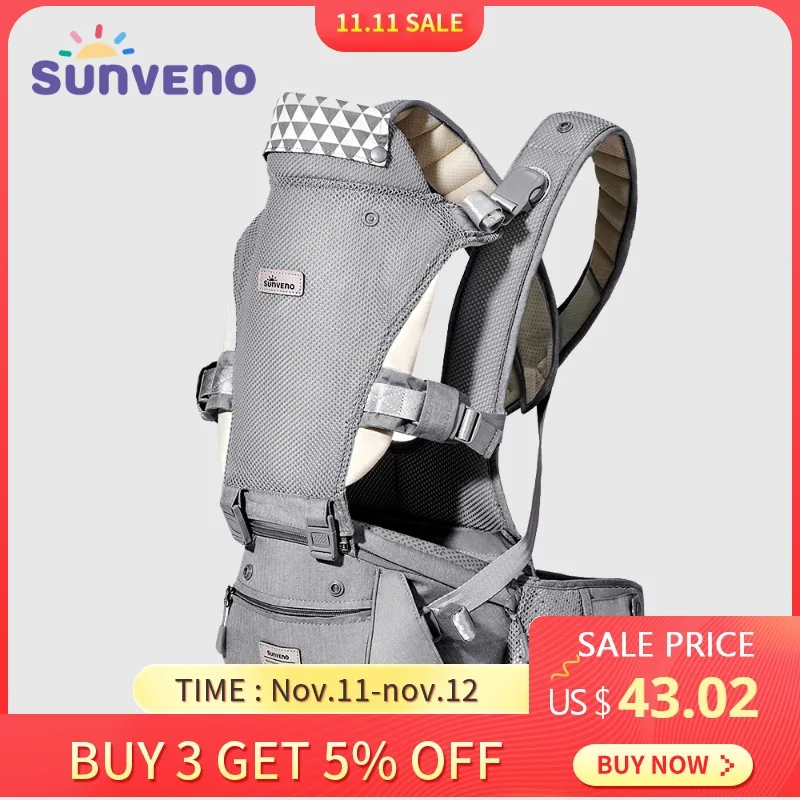 

Sunveno Baby Carrier Infant Hip seat Carrier Kangaroo Sling Front Facing Backpacks Breathable for Baby Travel Activity Gear