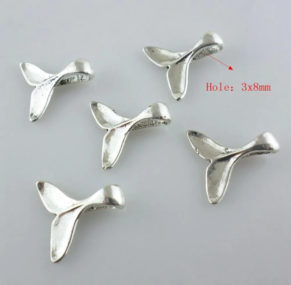 

40pcs Tibetan Silver/Bronze Whale Tail Charms Bails Pendants 5x16x16mm Jewelry Findings