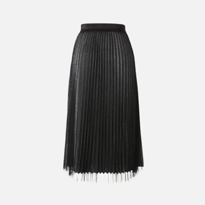 

Skirts Women 2021is 2021 Spring New Fashion High Waist Loose Mid-Length Mesh Pleated Skirt 9c50350520