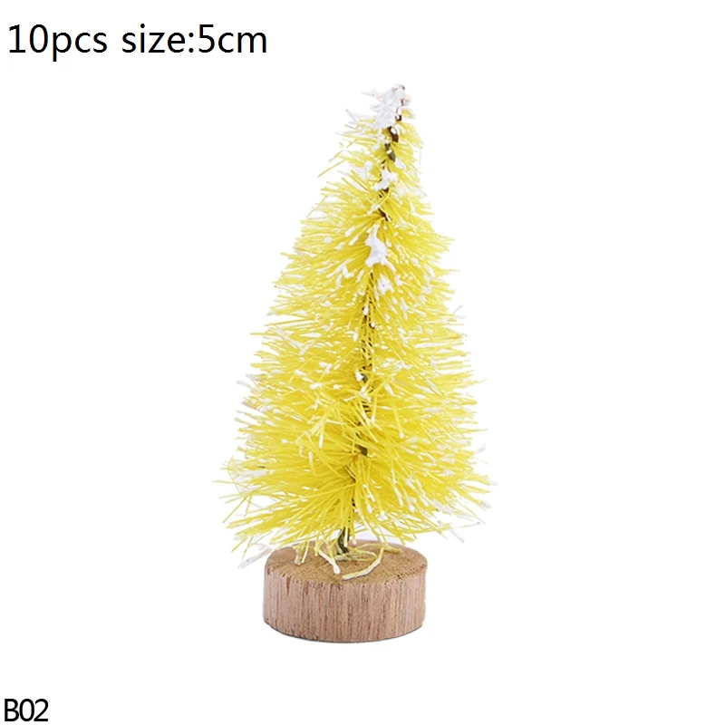 B02-5cm-10pcs yellow Разноцветная белая зеленая искусственная мини-елка для детей DIY Деревянная Рождественская миниатюрная Рождественская елка настольное украшение сосны - Цвет: B02-5cm-10pcs yellow