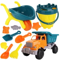 1set children summer toys cute engineering vehicle model seaside beach toys sand bucket cart shovel mold tools set baby bath toy