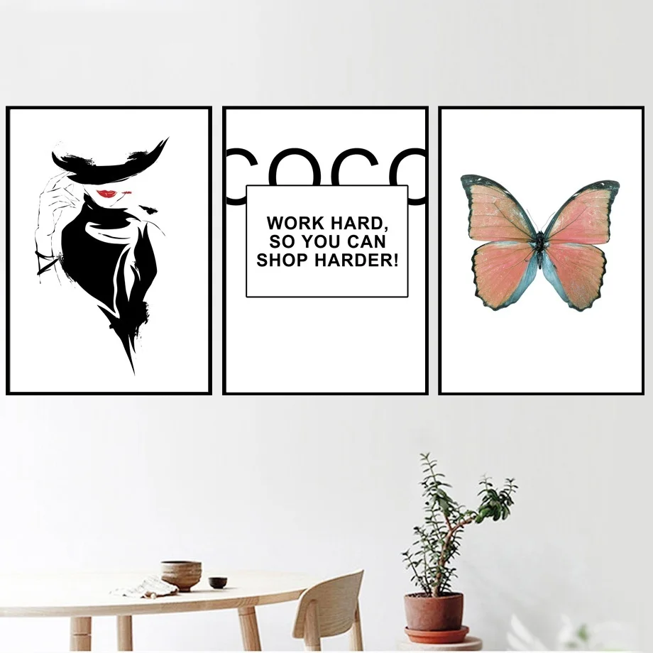 Coco Butterfly Love Quotes скандинавские постеры и принты настенные художественные картины на холсте поп-арт картины для гостиной Декор стен