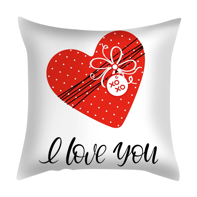 Funda de almohada decorativa para el D&iacute;a de San Valent&iacute;n, funda de coj&iacute;n para sof&aacute;, funda de almohada para cama, decoraci&oacute;n del hogar, funda de coj&iacute;n para coche, funda de almohada para beso, 45cm-5