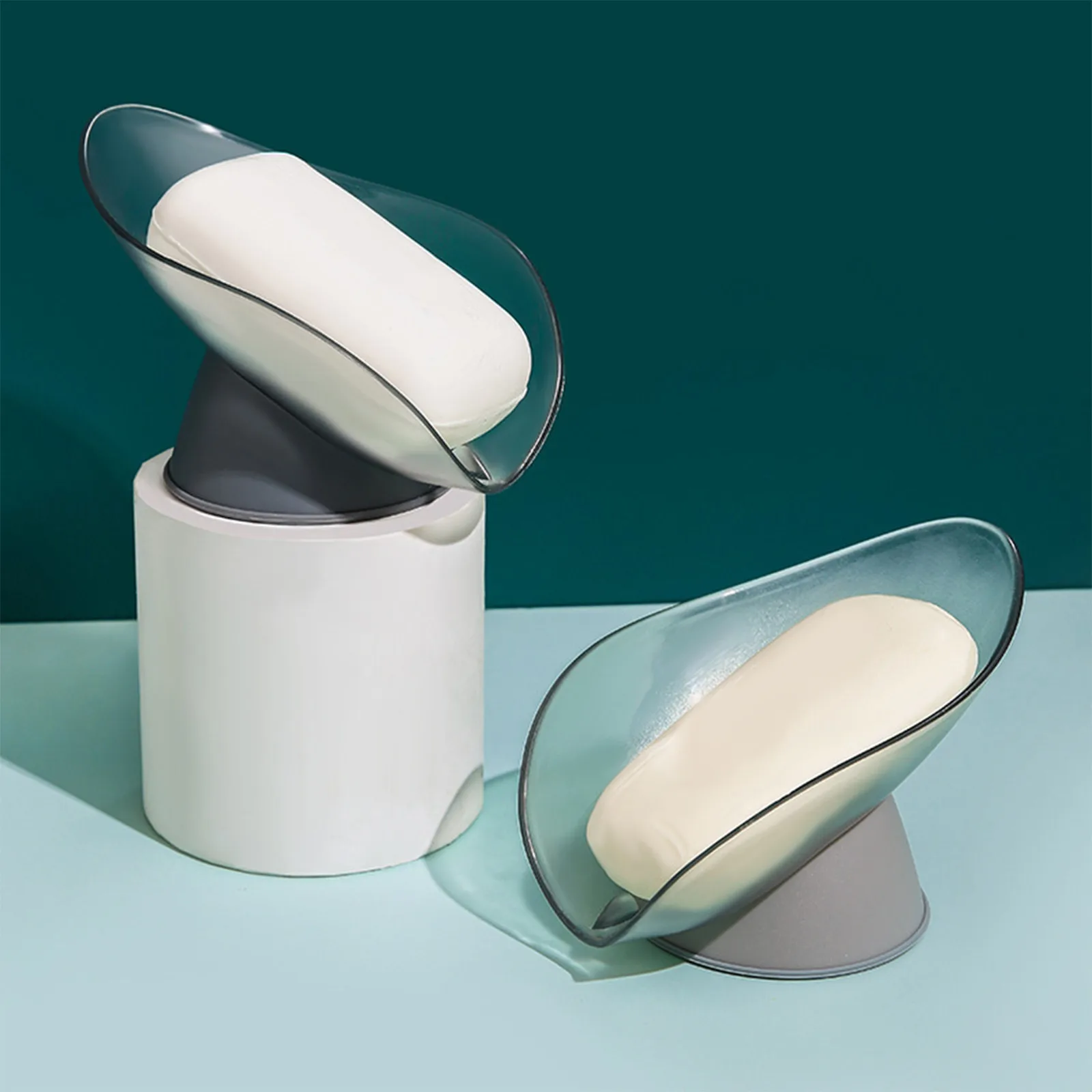 Suction Cup Soap Holder Organizer Creative Leaf Shape Dish Storage Box Drain-Soap For Home Bathroom органайзер | Дом и сад