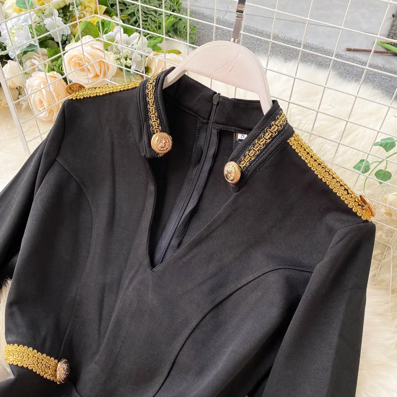 

2020 Women England Style Vintage V Neck Buttons Long Sleeve Wide Leg Jumpsuits Rompers