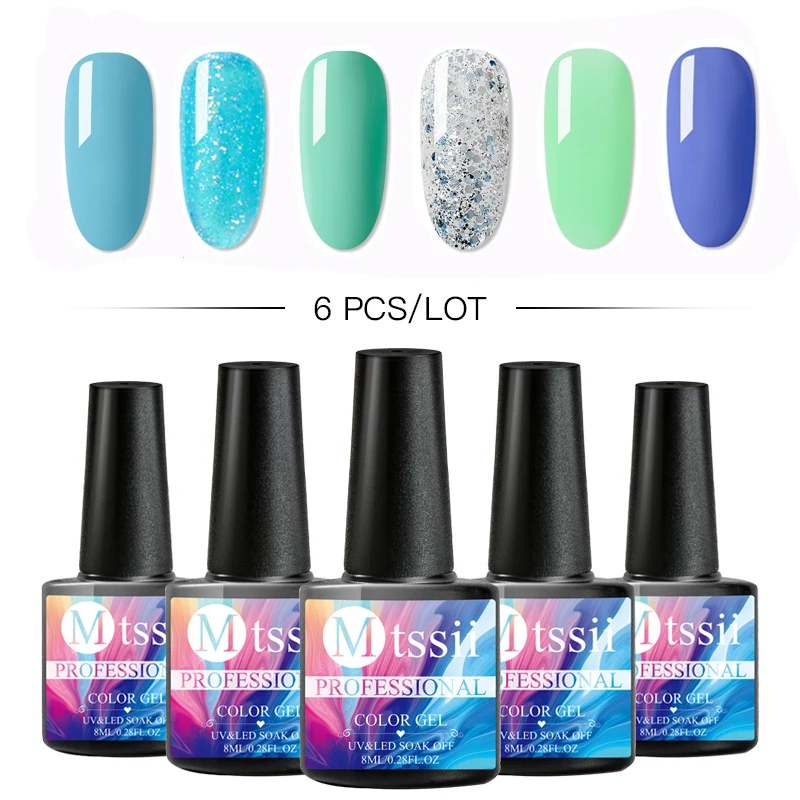 

Mtssii Gel Polish Set 6/4/2Pcs Soak Off UV Gel Varnishes Gel Nail Polish For Manicure Need Cured Base Top Coat Nail Kit