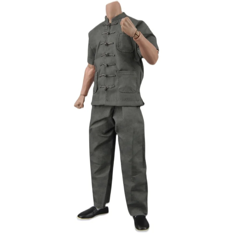 

ZYTOYS 1/6 ZY5048 Gray Short-sleeved Tang suit doll clothes figure model Kung Fu suit fit 12" Action Figure Body
